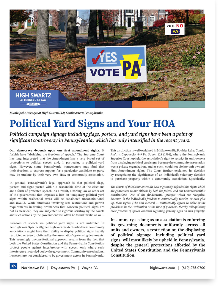 pdf of political yards signs and your HOA