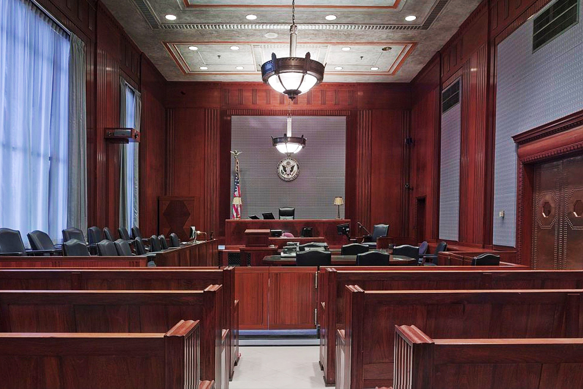 interior of a criminal law courtroom in suburban philadelphia pennsylvania