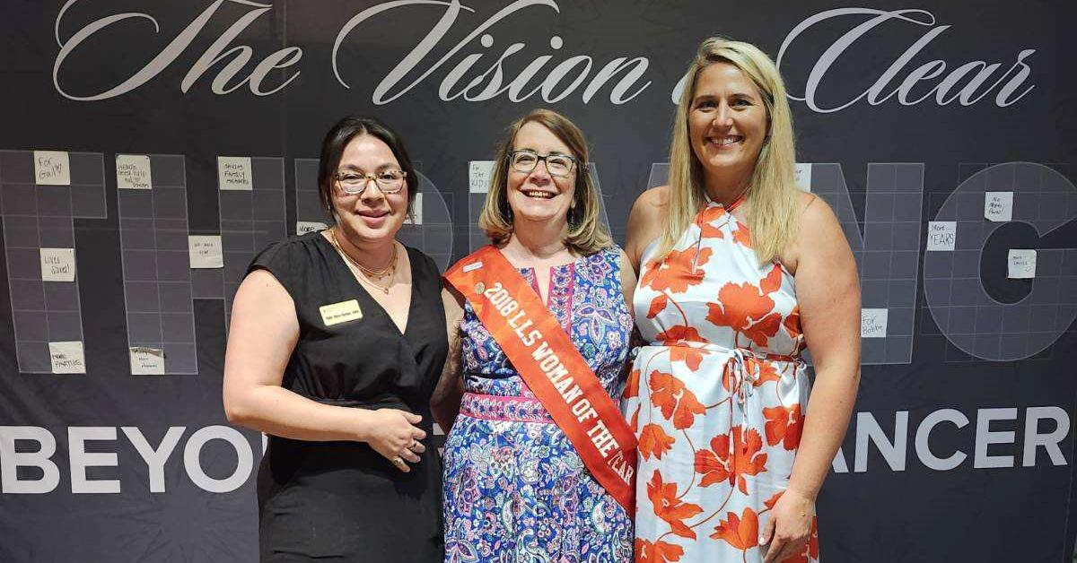 Mary wore the sash she received when she was honored as the 2018 LLS Woman of the Year.